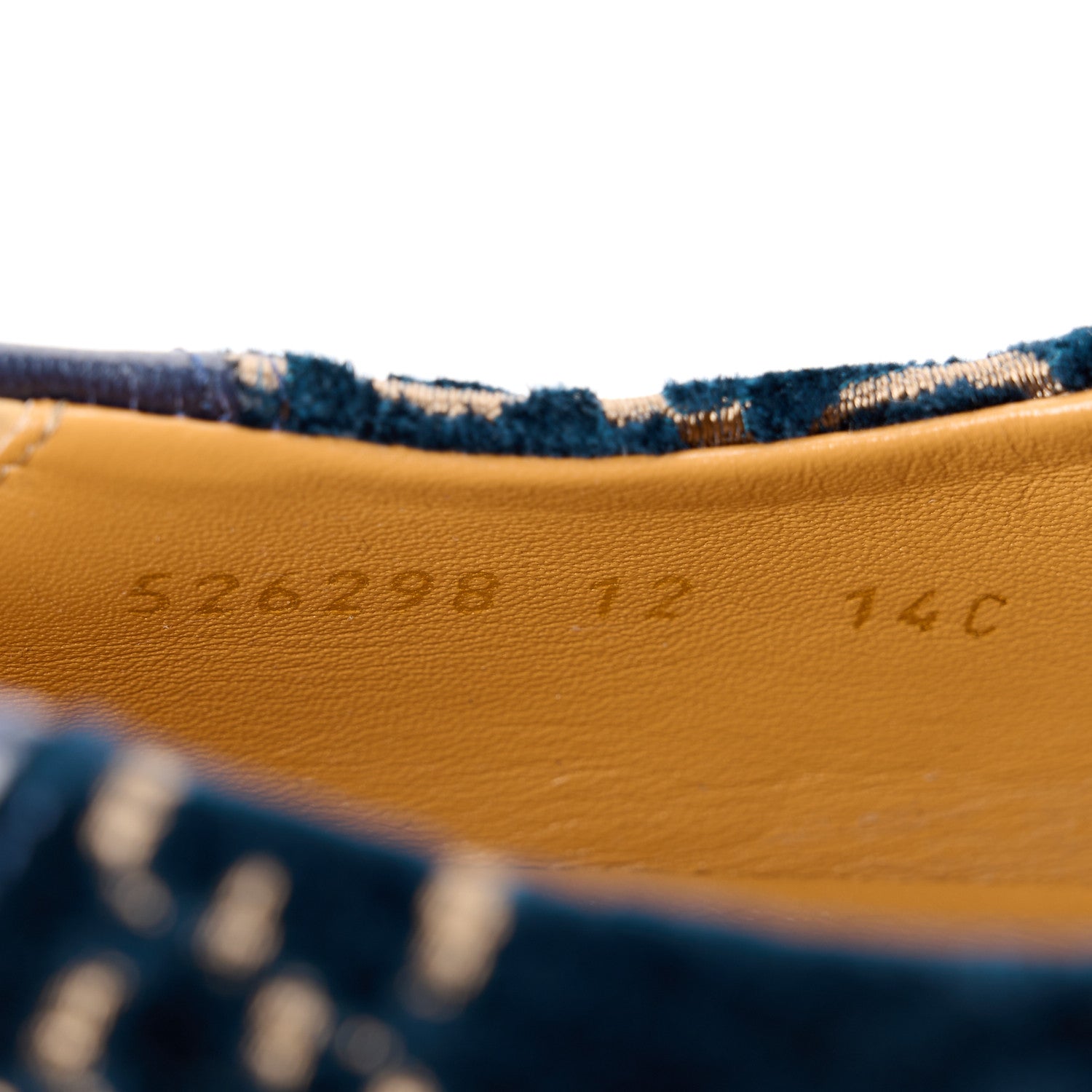 Gucci Velvet GG Monogram Goatskin Mens Horsebit Loafers 12 Blue Beige 9 of 11