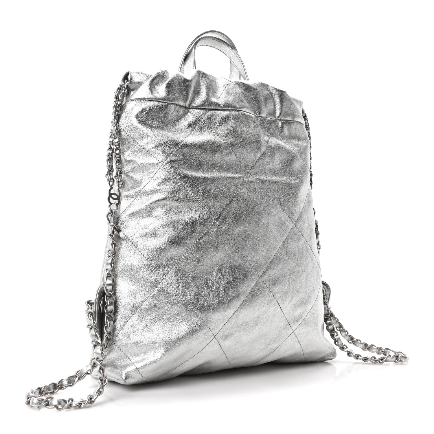 Chanel Metallic Calfskin Quilted Chanel 22 Backpack Silver 3 of 10