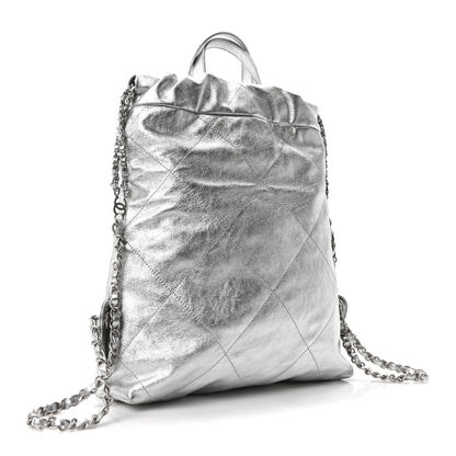 Chanel Metallic Calfskin Quilted Chanel 22 Backpack Silver 3 of 10