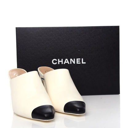 Chanel Lambskin Cap Toe Mules 38.5 Ivory Black 12 of 12