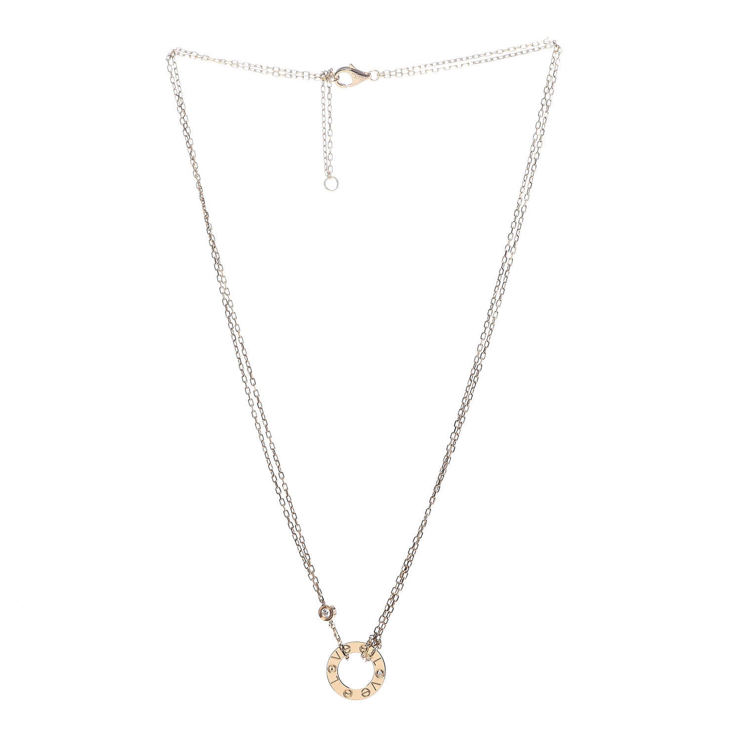 18K Yellow Gold 2 Diamond LOVE Necklace
