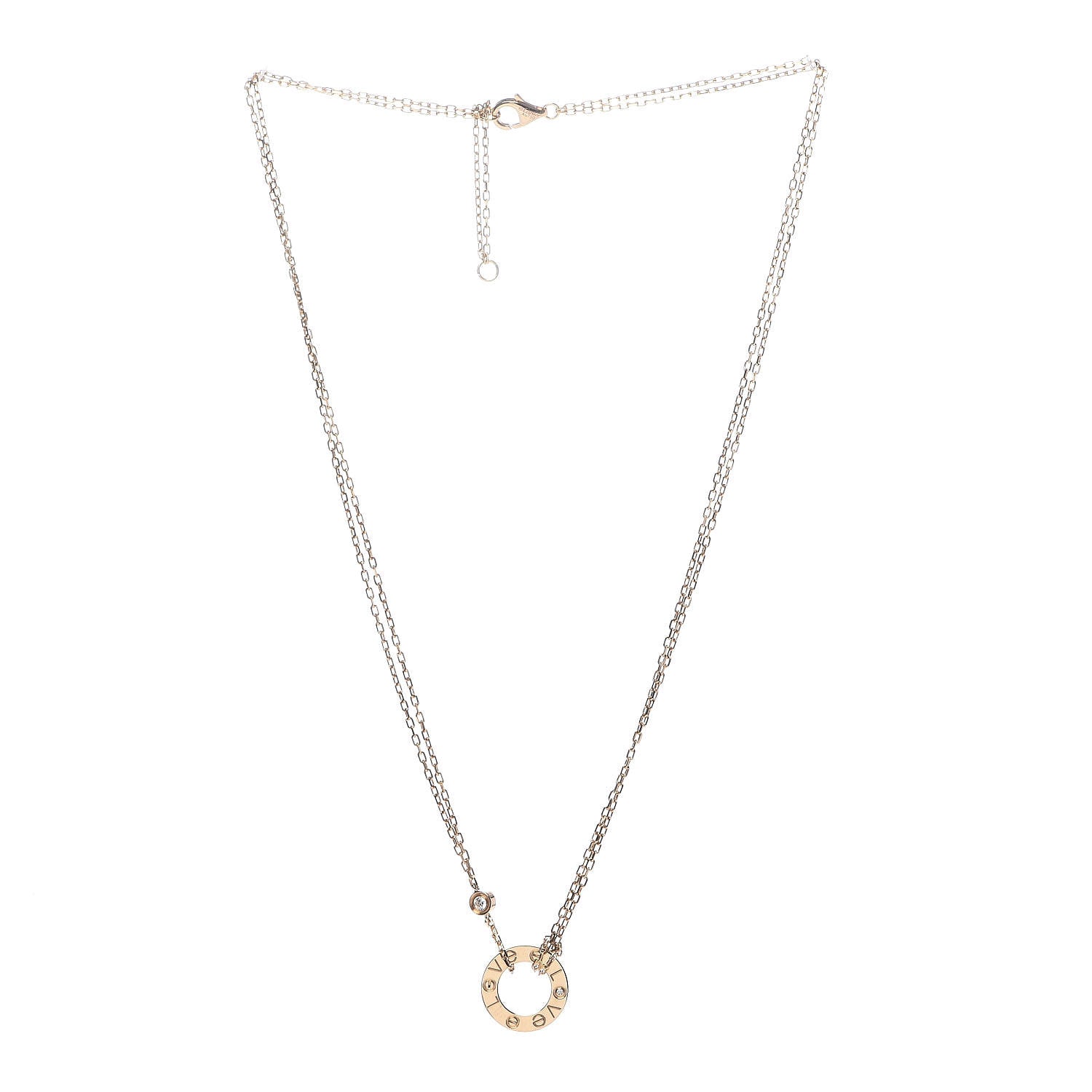 Cartier 18K Yellow Gold 2 Diamond LOVE Necklace 3 of 5