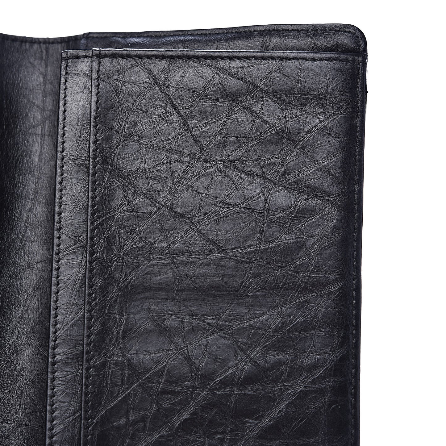 Aged Calfskin Quilted Reissue Yen Wallet Black