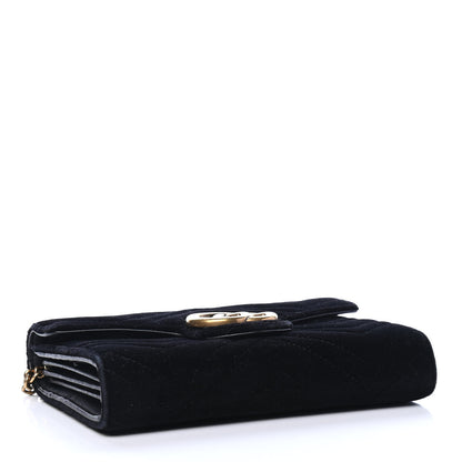 Gucci Velvet Matelasse GG Marmont Chain Wallet Black 3 of 5