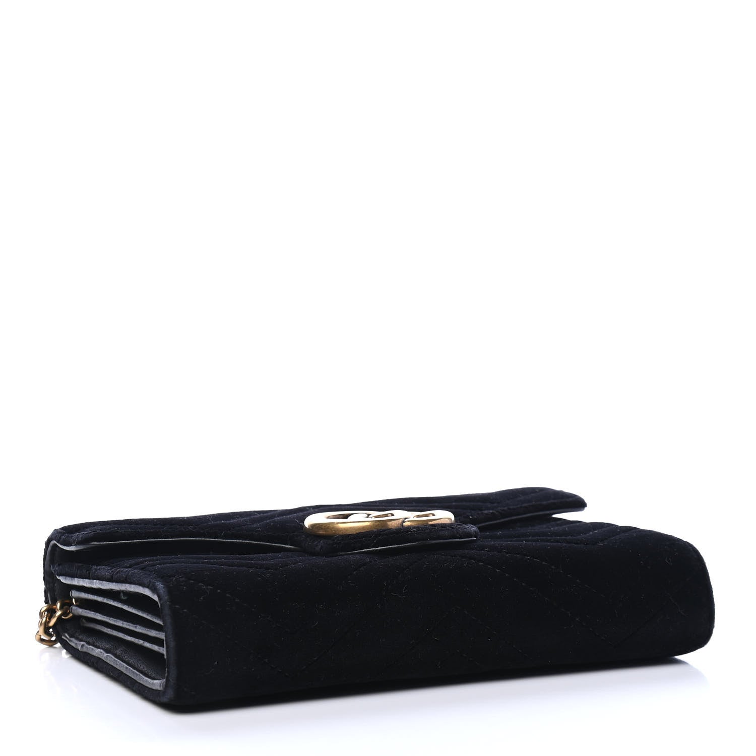 Gucci Velvet Matelasse GG Marmont Chain Wallet Black 3 of 5