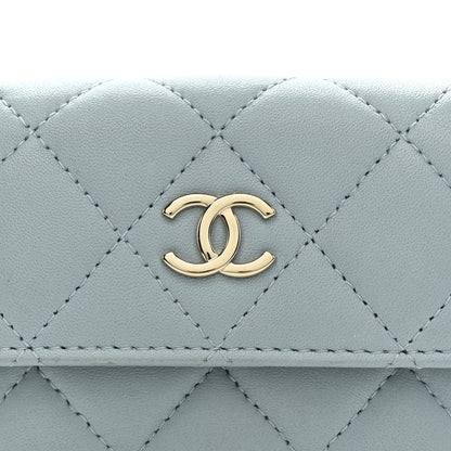 Chanel Lambskin Quilted Pearl Chain Belt Bag Light Blue 9 of 12