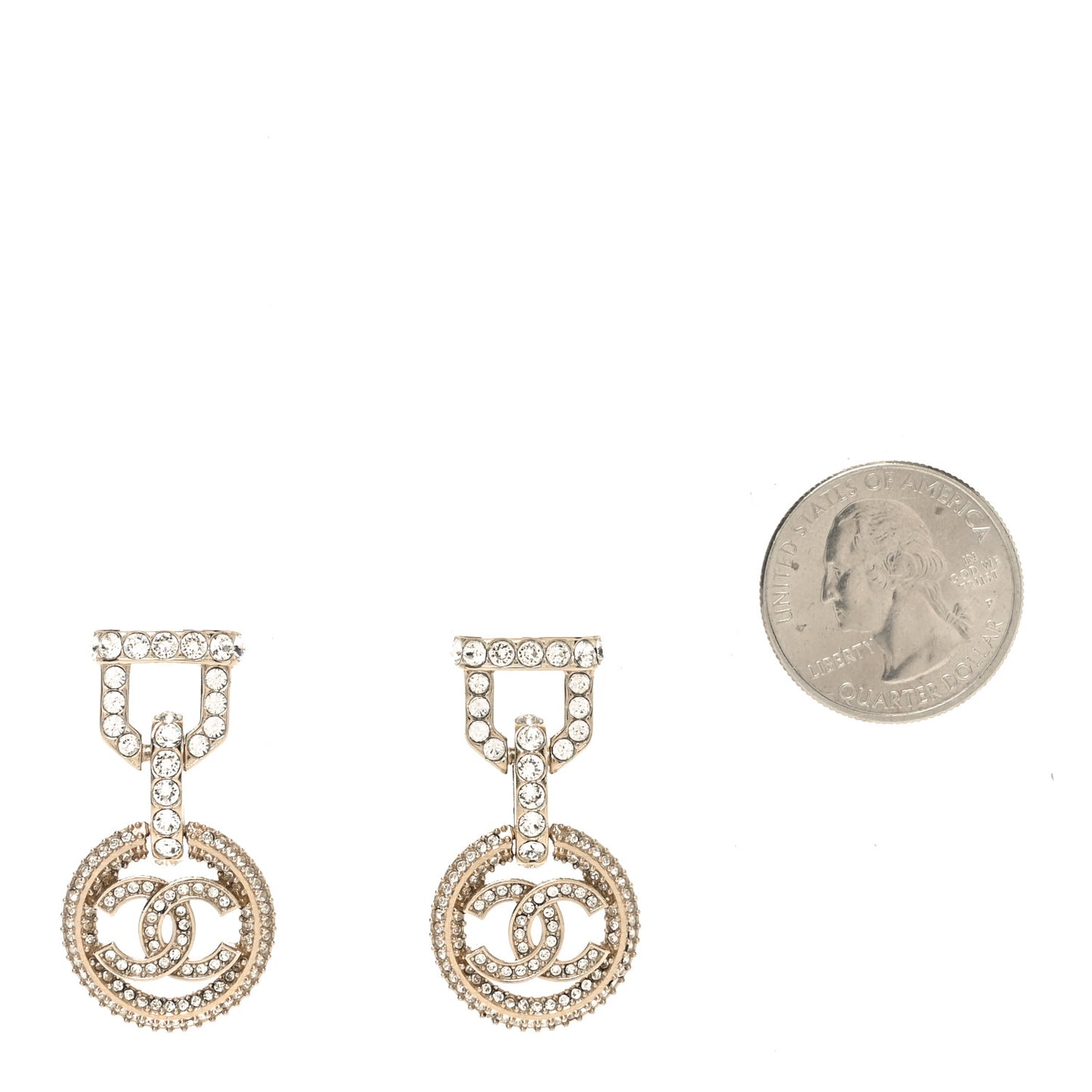 Crystal CC Vendome Round Drop Earrings Gold