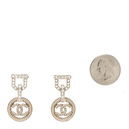 Chanel Crystal CC Vendome Round Drop Earrings Gold 2 of 4
