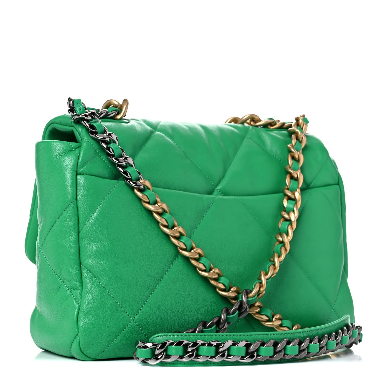 Chanel Lambskin Quilted Large Chanel 19 Flap Green 3 of 10