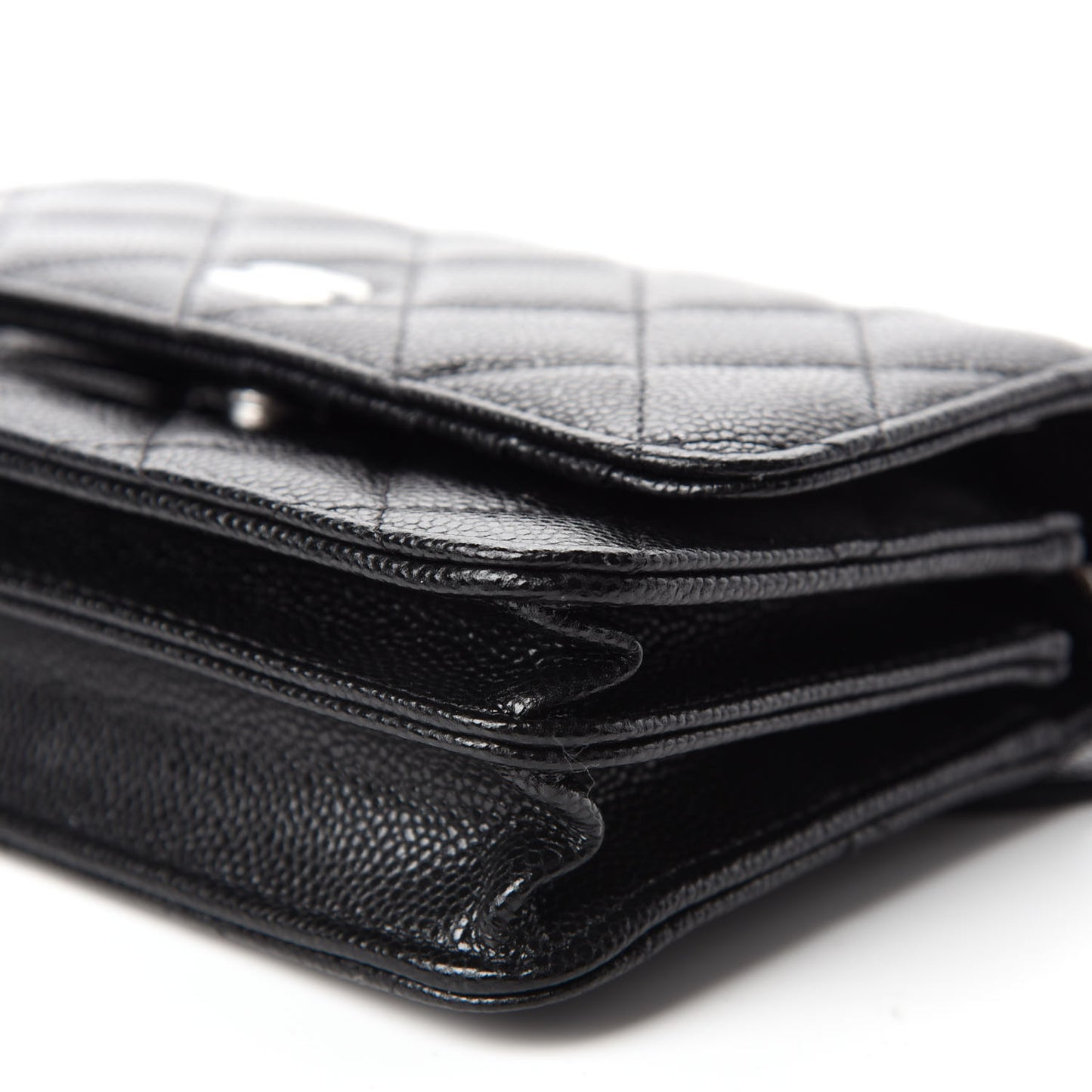 Caviar Quilted Mini Wallet On Chain WOC Black