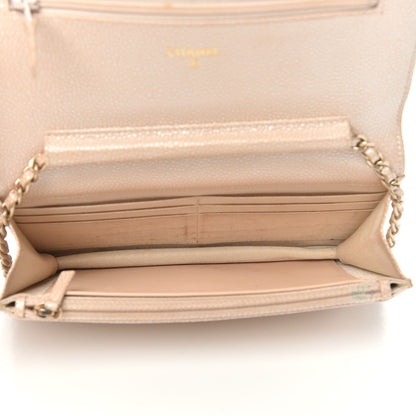 Chanel Pearly Caviar Quilted Wallet On Chain WOC Beige 5 of 13