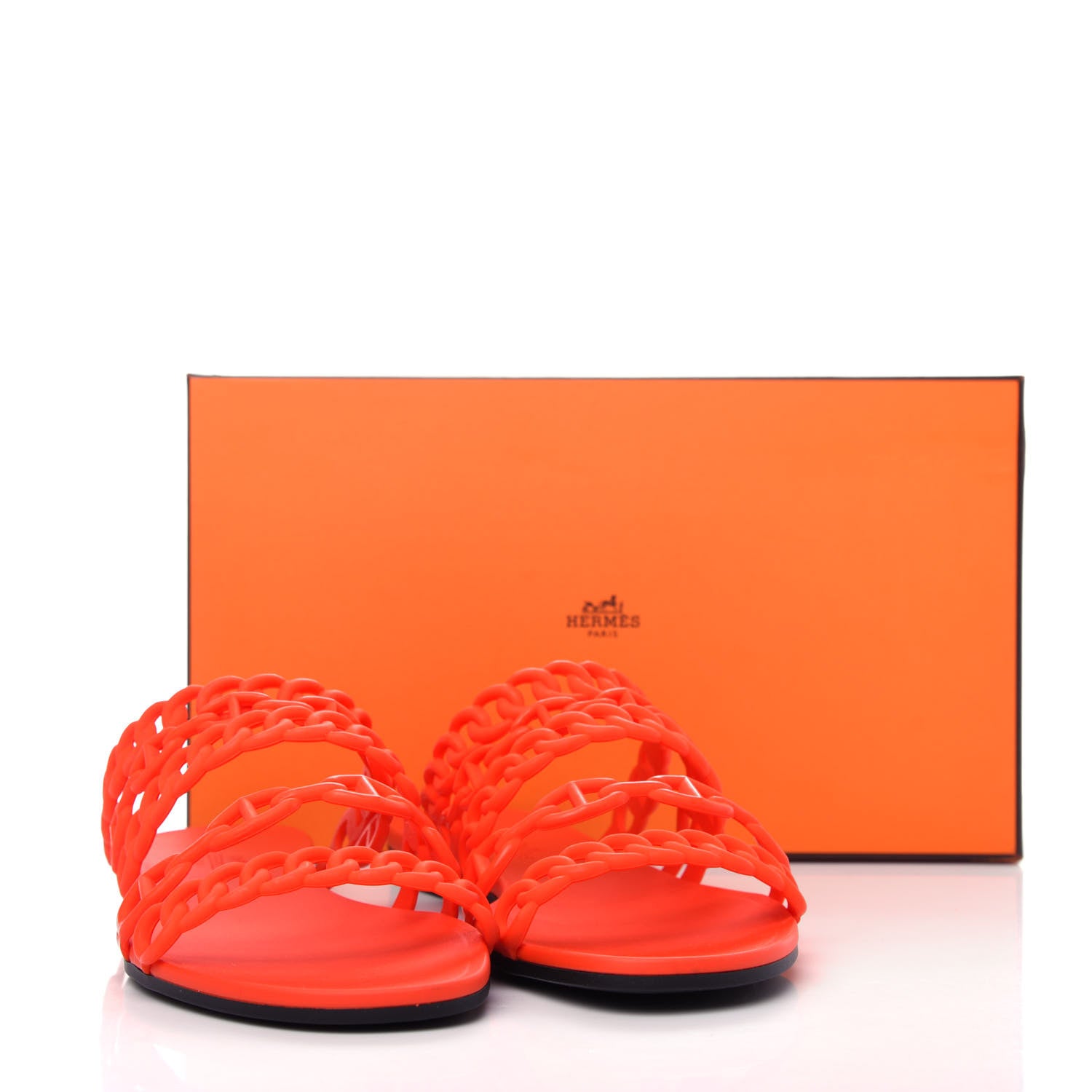 Hermes Rubber Chaine d'Ancre Nude Sandals 38 Pavot 10 of 11