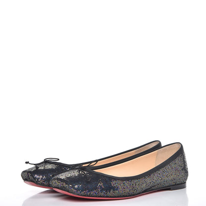 Christian Louboutin Glitter Spotlight Rosella Flats 38 Blue Khol Black 3 of 11