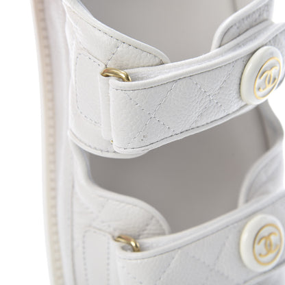 Chanel Grained Calfskin Velcro Dad Sandals 40 White 8 of 9