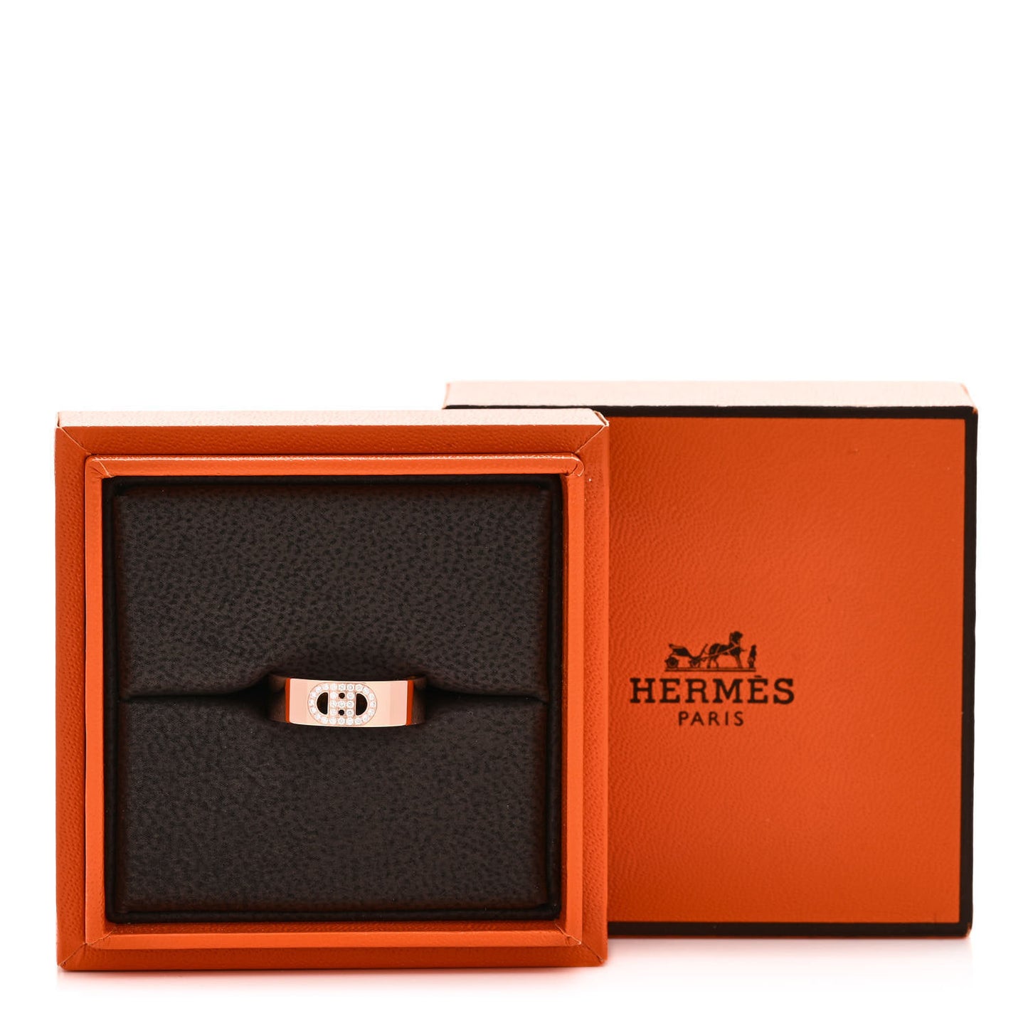 18K Rose Gold Diamond PM H D'Ancre Ring 50 5.25