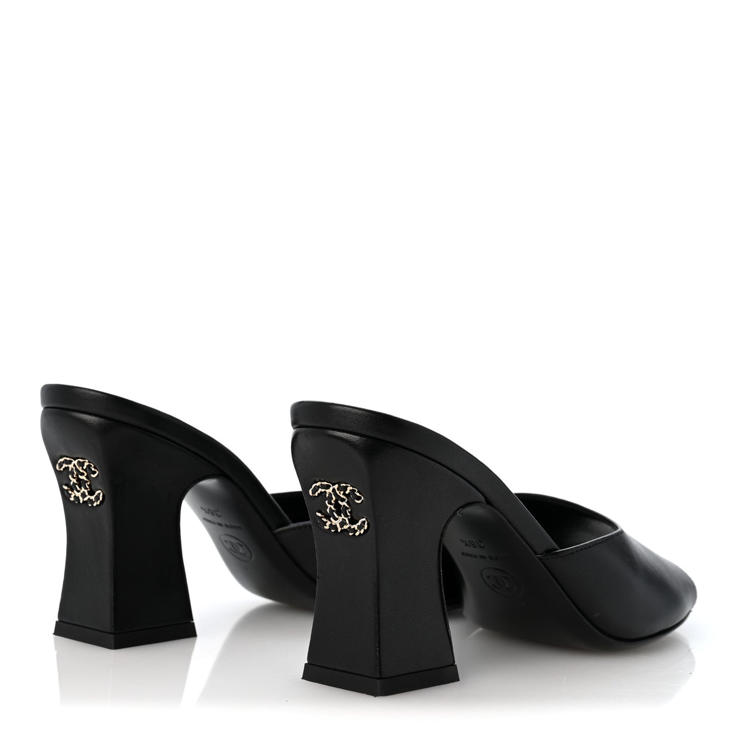 Lambskin CC Chain Mules 36.5 Black