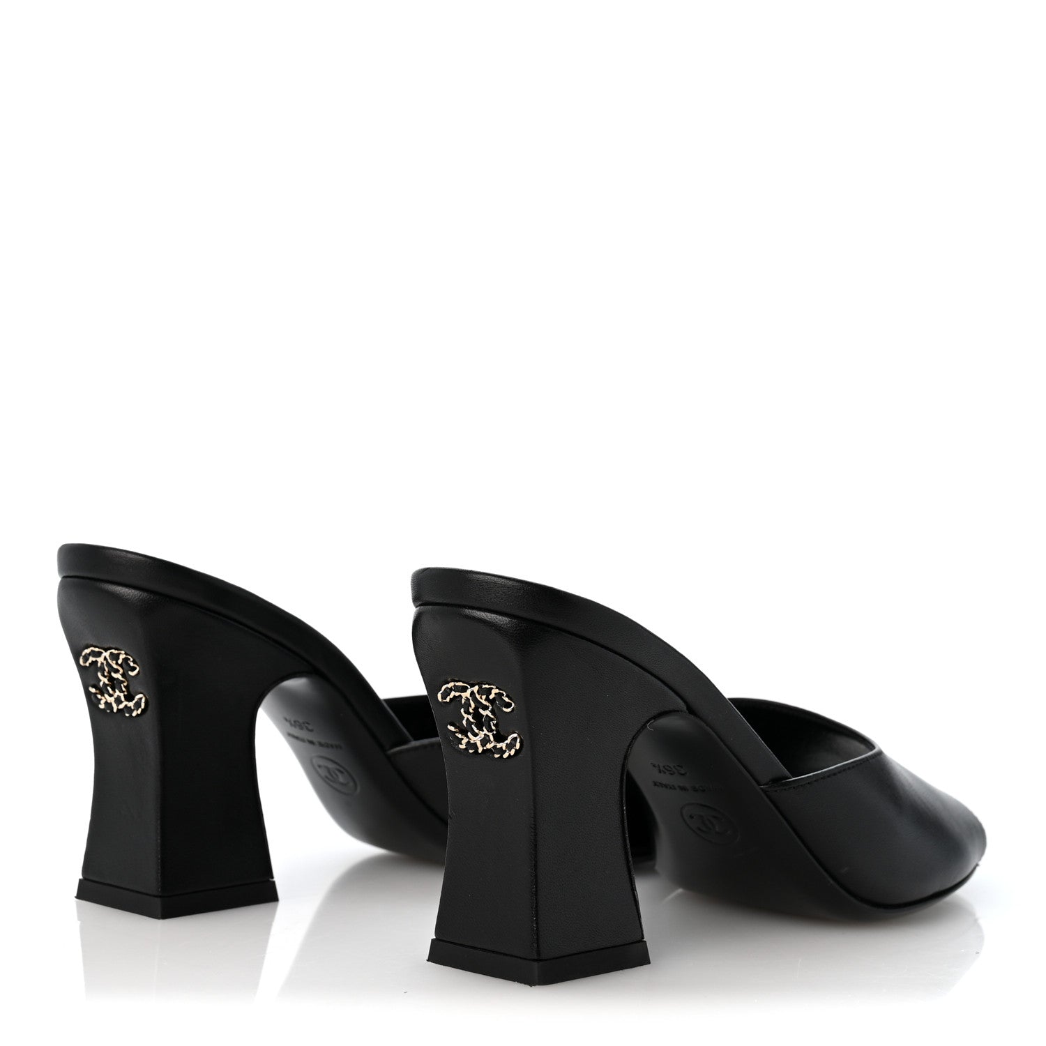 Chanel Lambskin CC Chain Mules 36.5 Black 5 of 9