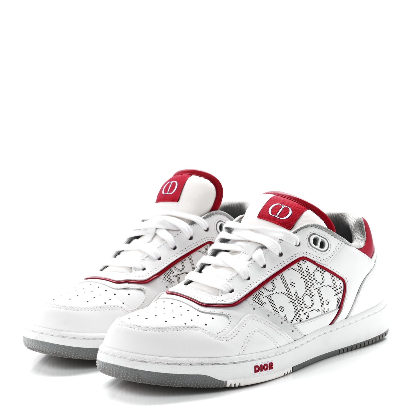 Smooth Calfskin Oblique Galaxy Perforated Mens B27 Low Top Sneakers 40 White Red
