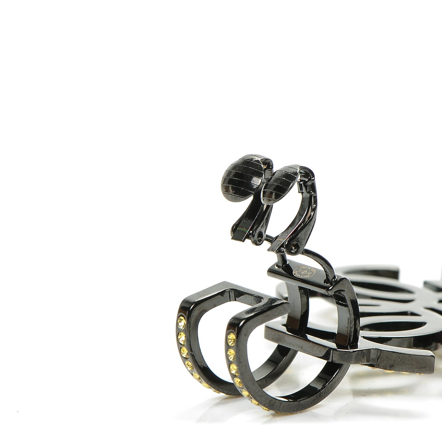 Crystal CC Clip On Earring Black Yellow
