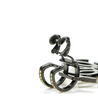 Chanel Crystal CC Clip On Earring Black Yellow 3 of 4