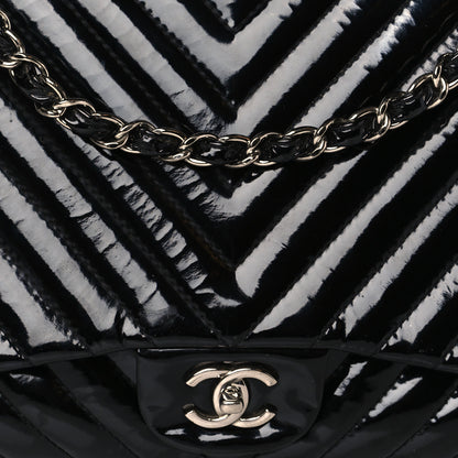 Chanel Patent Chevron Quilted Maxi Single Flap Black 8 of 11