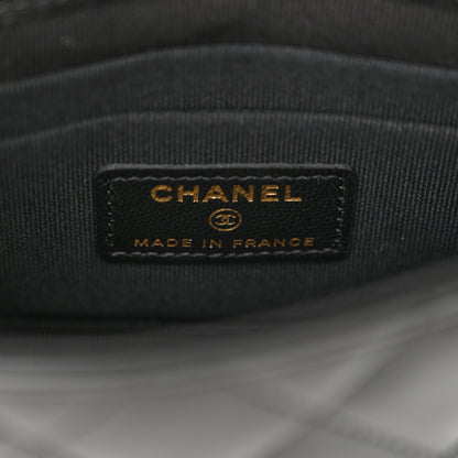 Chanel Lambskin Quilted Top Handle Flap Clutch With Chain Black 5 of 10