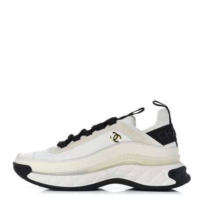 Chanel Velvet Calfskin Mixed Fibers CC Sneakers 39 Ivory Black 1 of 9