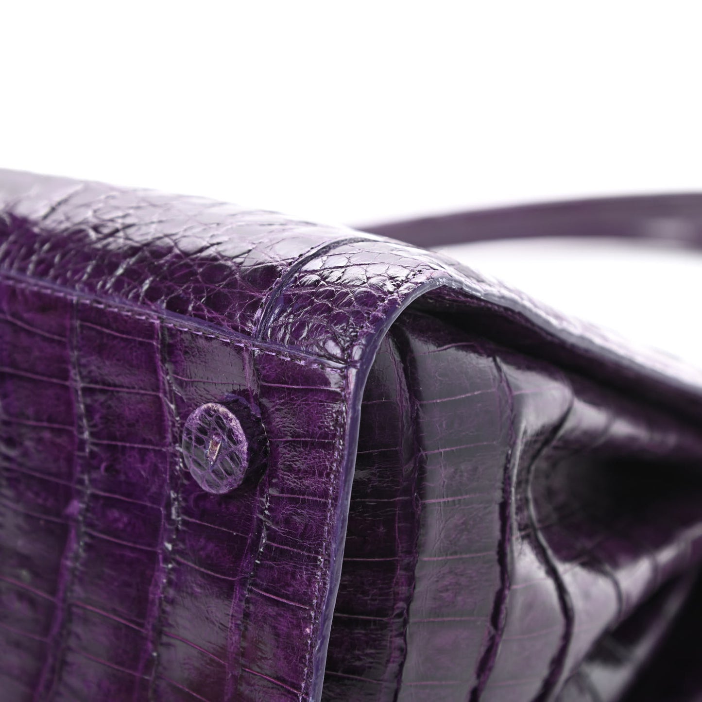 Crocodile Medium Wallis Top Handle Satchel Purple
