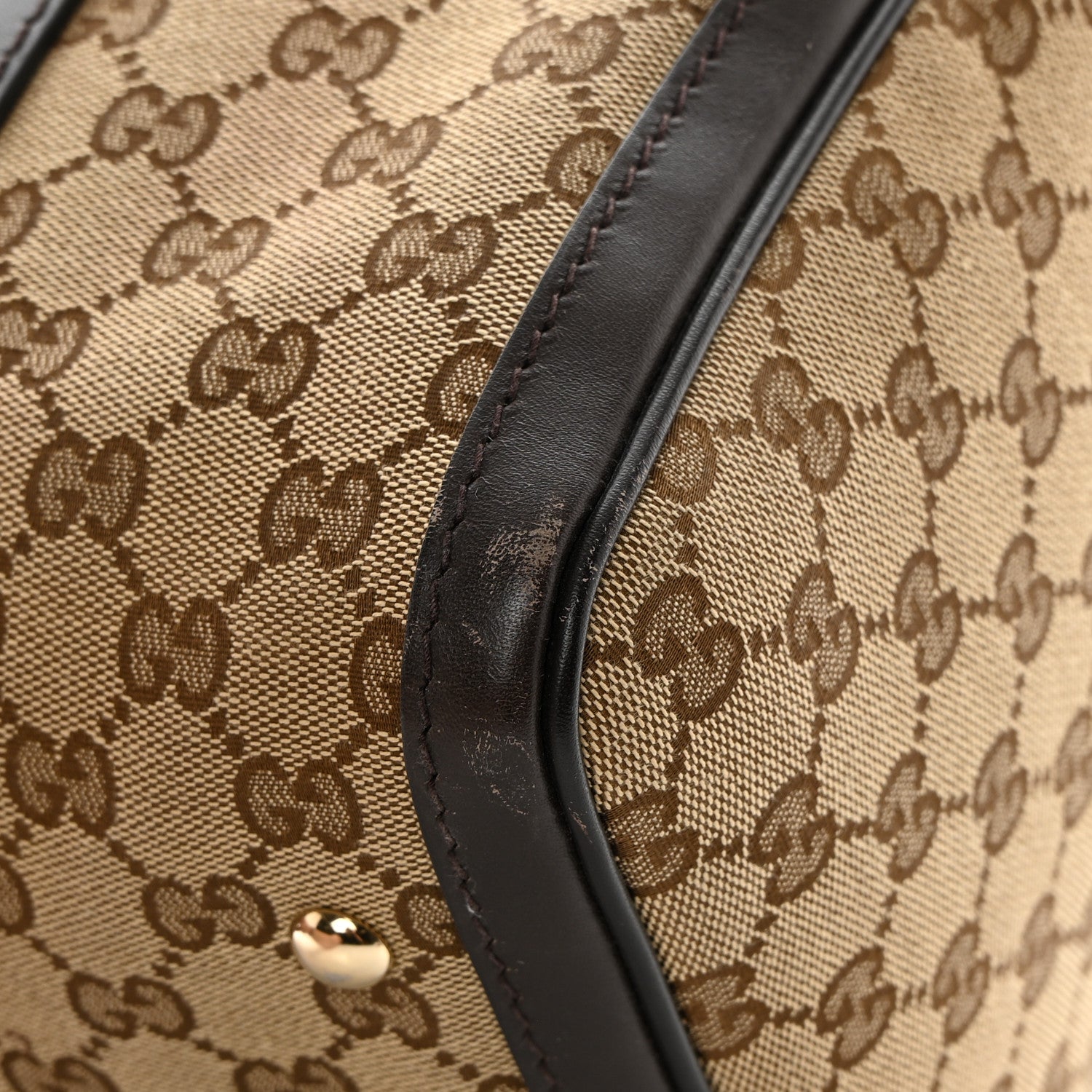 Gucci Monogram Selleria Calfskin Vintage Web Medium Boston Beige Ebony Cocoa 11 of 21