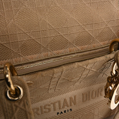 Christian Dior Canvas Embroidered Medium Lady D-Lite Beige 19 of 22