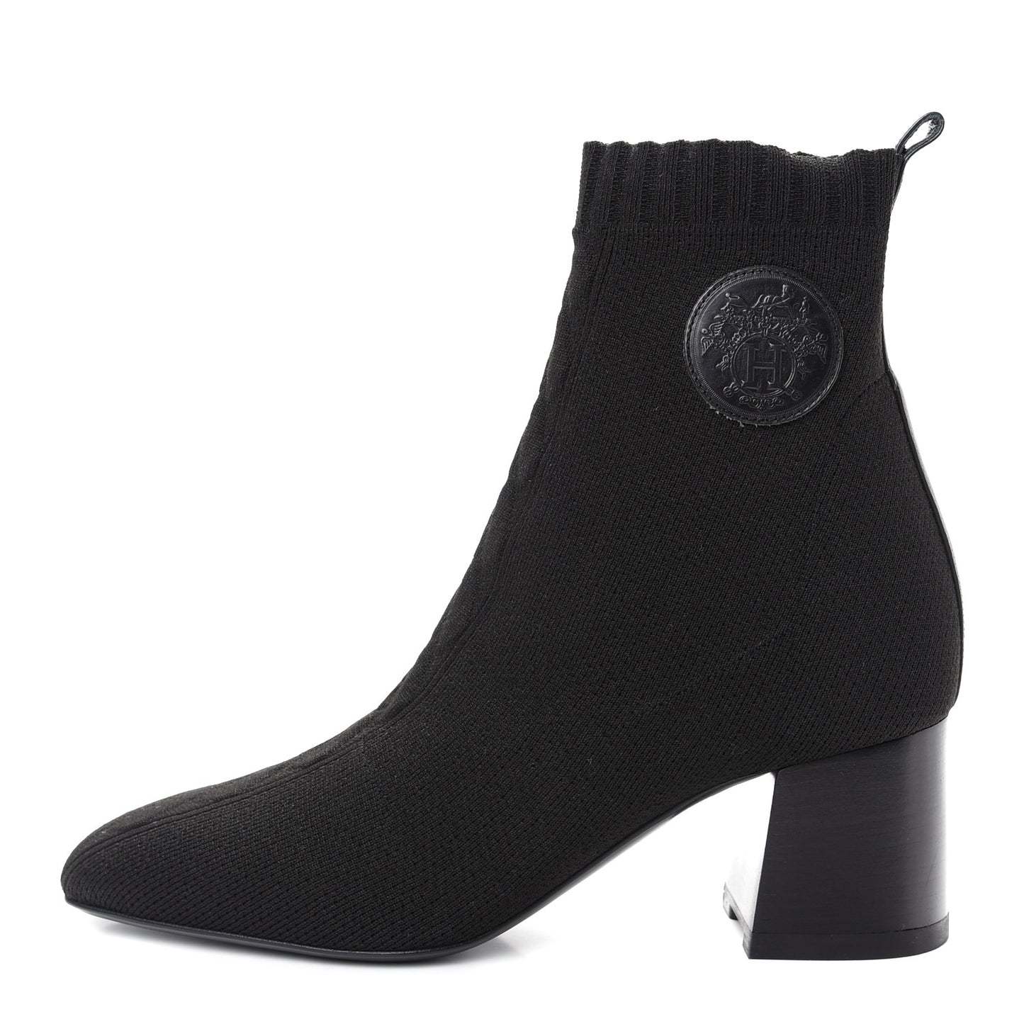 Knit Calfskin Volver Ankle Boots 38.5 Black