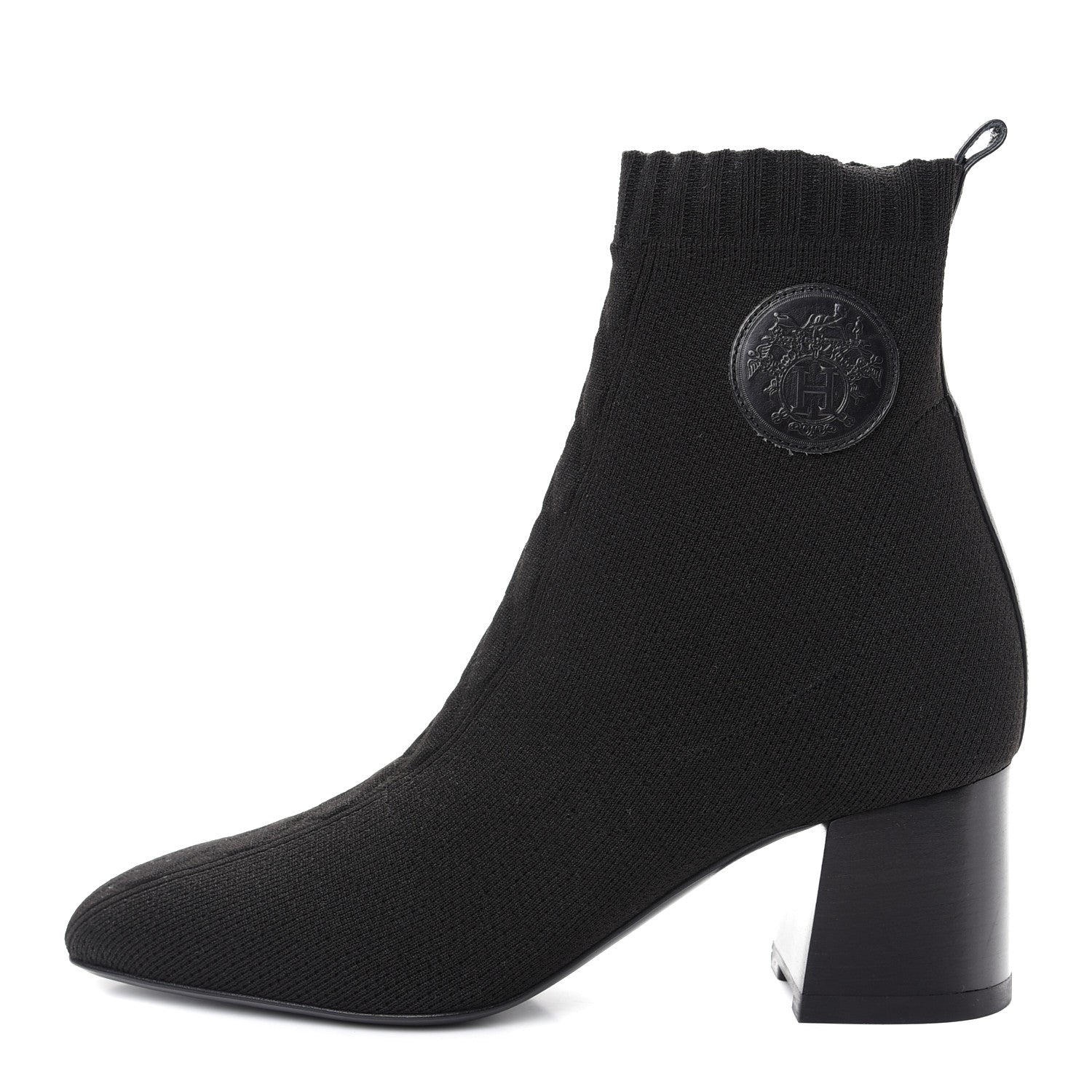 Hermes Knit Calfskin Volver Ankle Boots 38.5 Black 1 of 11