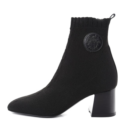 Hermes Knit Calfskin Volver Ankle Boots 38.5 Black 1 of 11