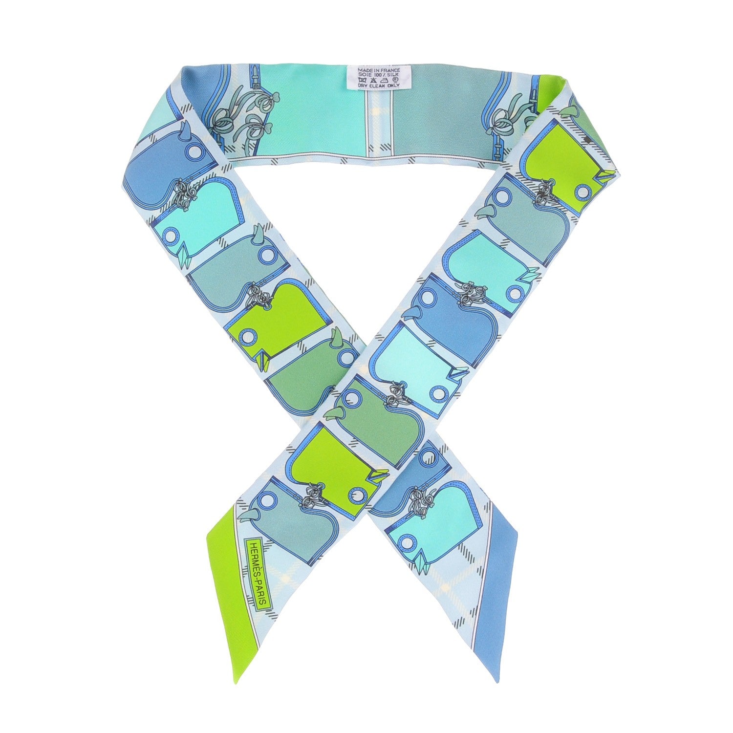 Hermes Silk Camails Twilly Vert Fluo Ciel Vert D Eau 1 of 5