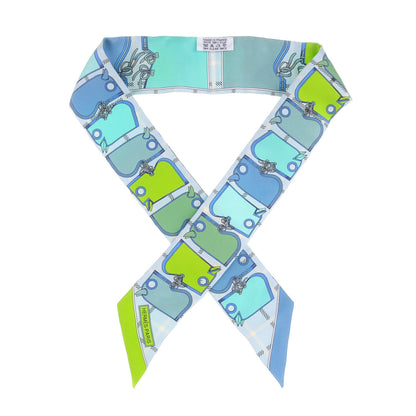 Hermes Silk Camails Twilly Vert Fluo Ciel Vert D Eau 1 of 5