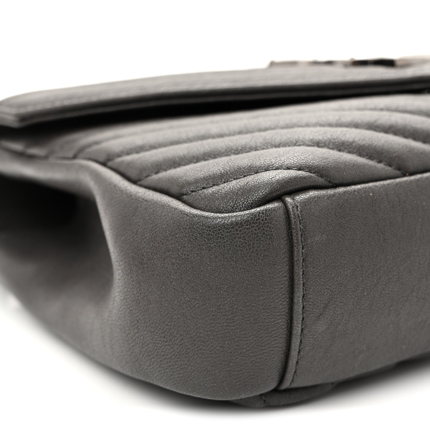 Saint Laurent Sheepskin Matelasse Chevron Monogram Medium College Bag Asphalt 8 of 9