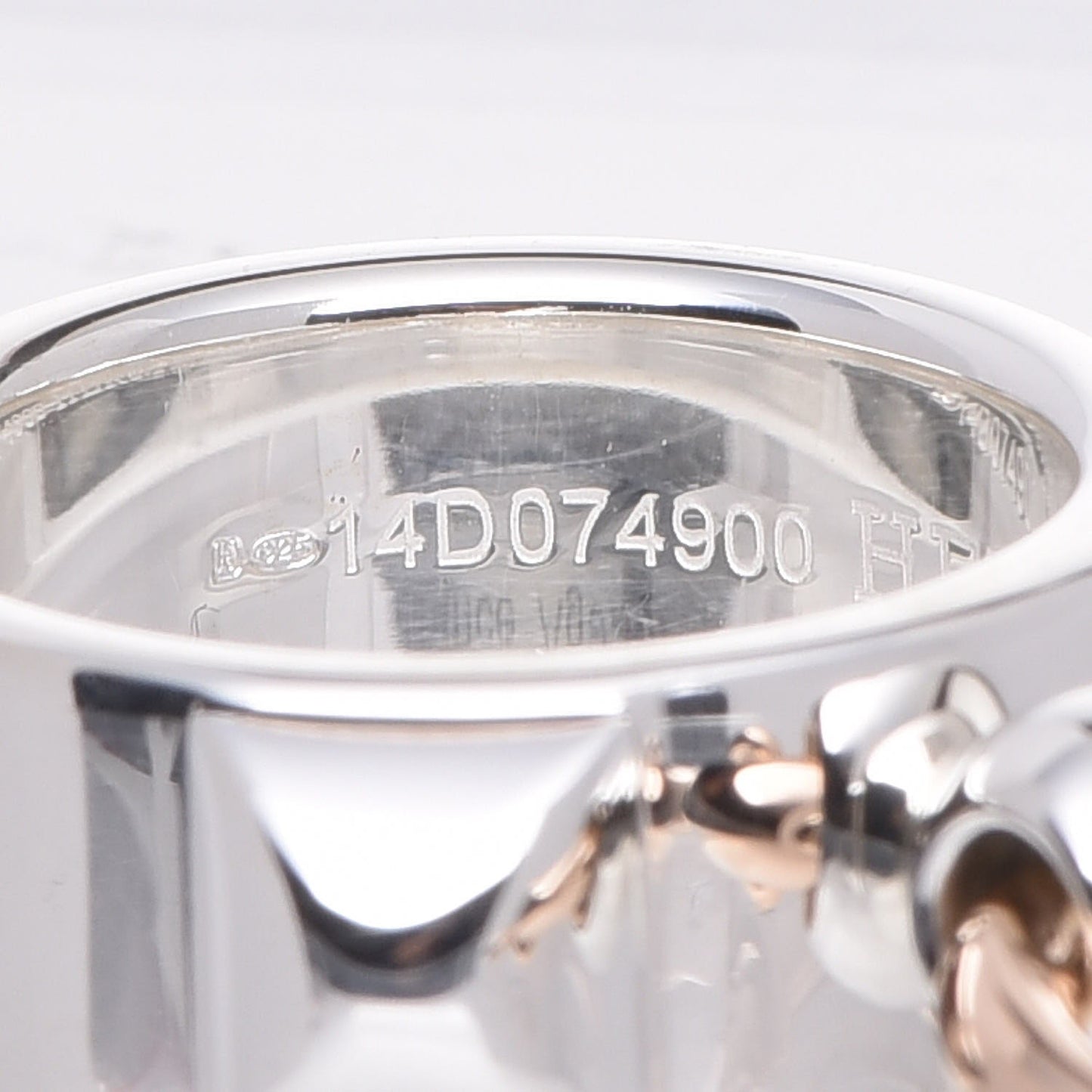 Sterling Silver 18K Rose Gold Diamond Collier De Chien PM Ring 53 6.25