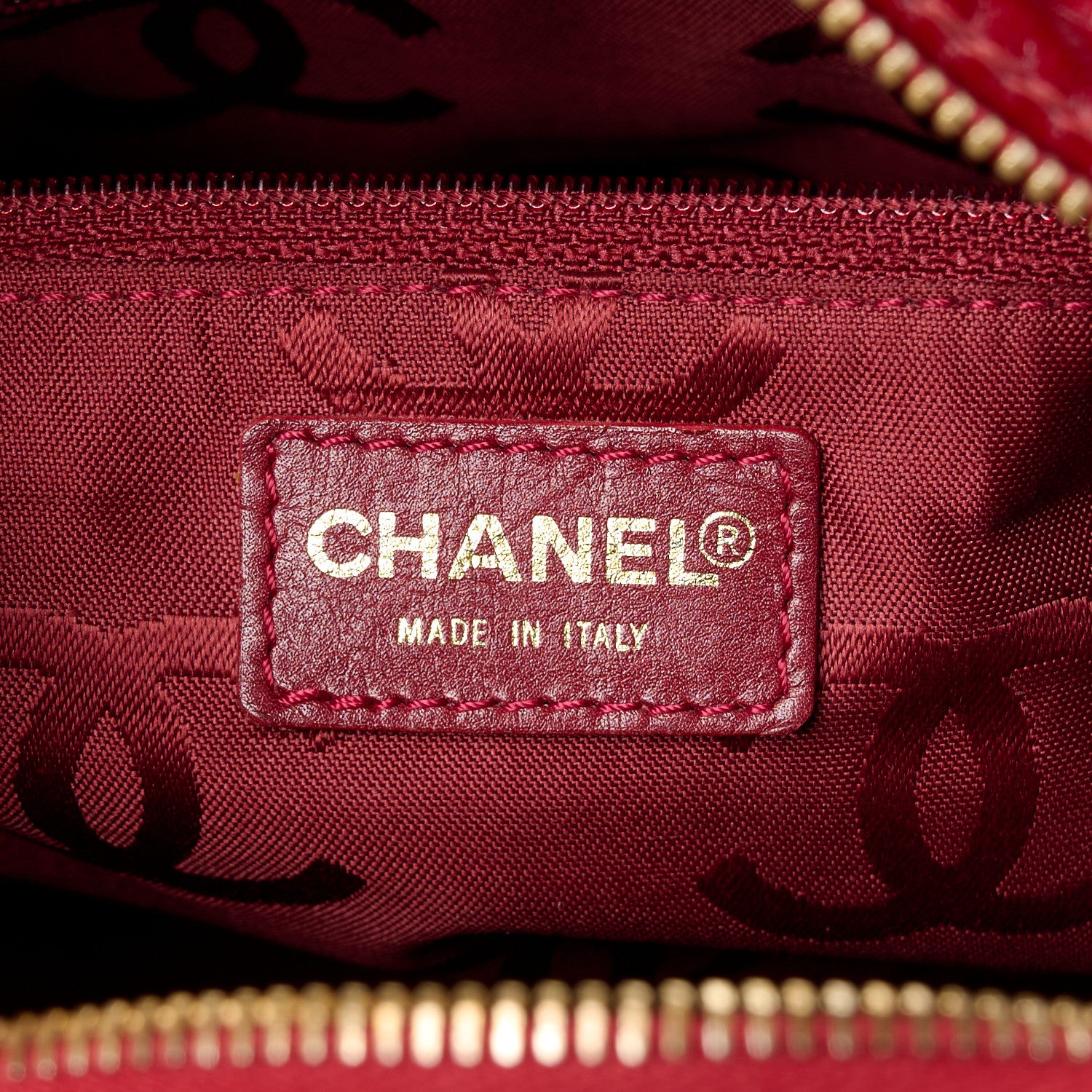 Chanel Patent Chocolate Bar East West Tote Red 6 of 11