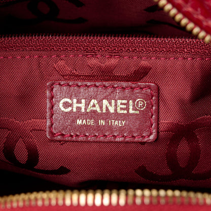 Chanel Patent Chocolate Bar East West Tote Red 6 of 11