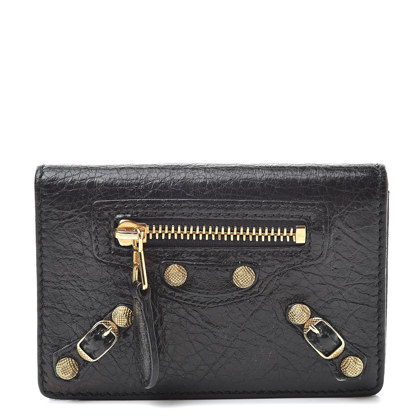 Agneau Giant 12 Gold Hardware Card Case Black