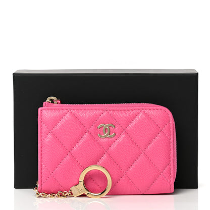 Chanel Caviar Quilted Zipped Key Holder Case Pink 8 of 8