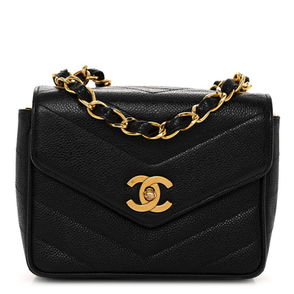 Chanel Caviar Chevron Mini Flap Black 1 of 10