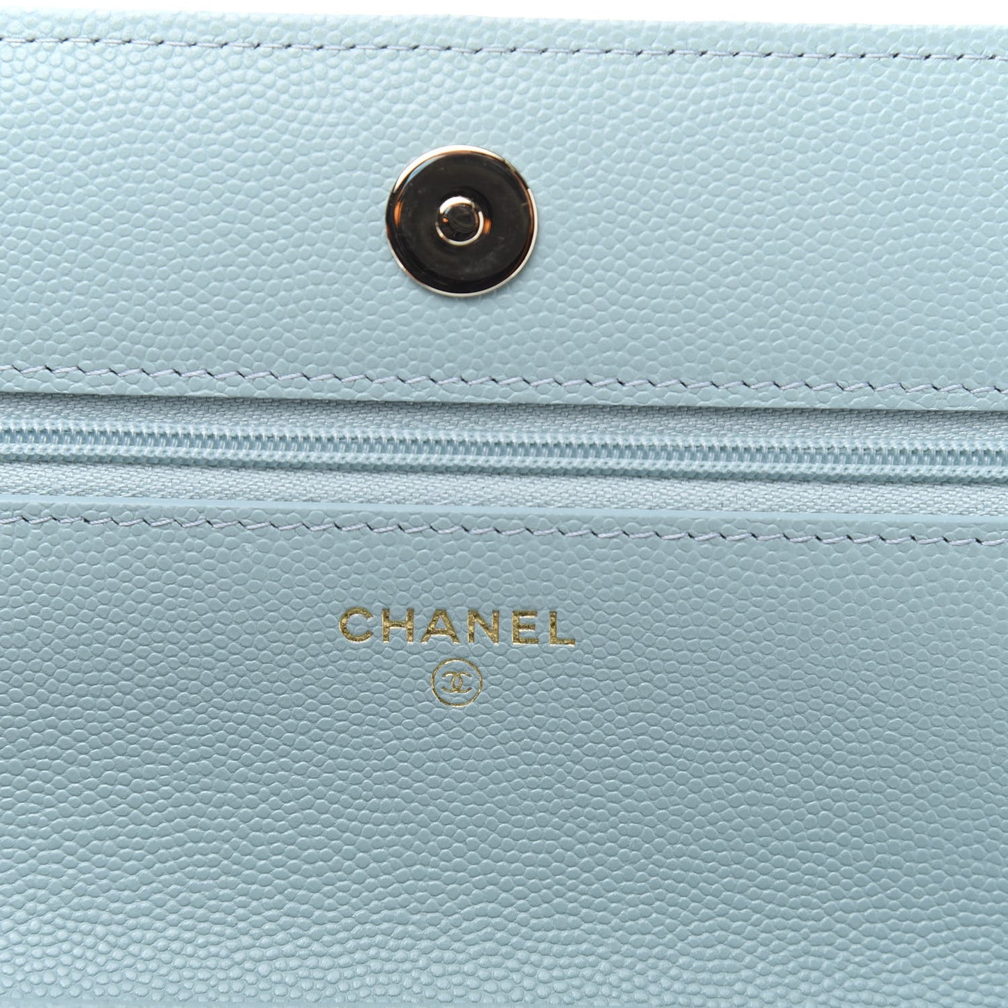 Caviar Quilted Wallet On Chain WOC Light Blue