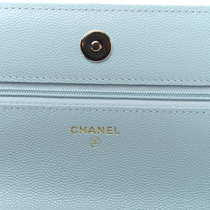 Chanel Caviar Quilted Wallet On Chain WOC Light Blue 10 of 14