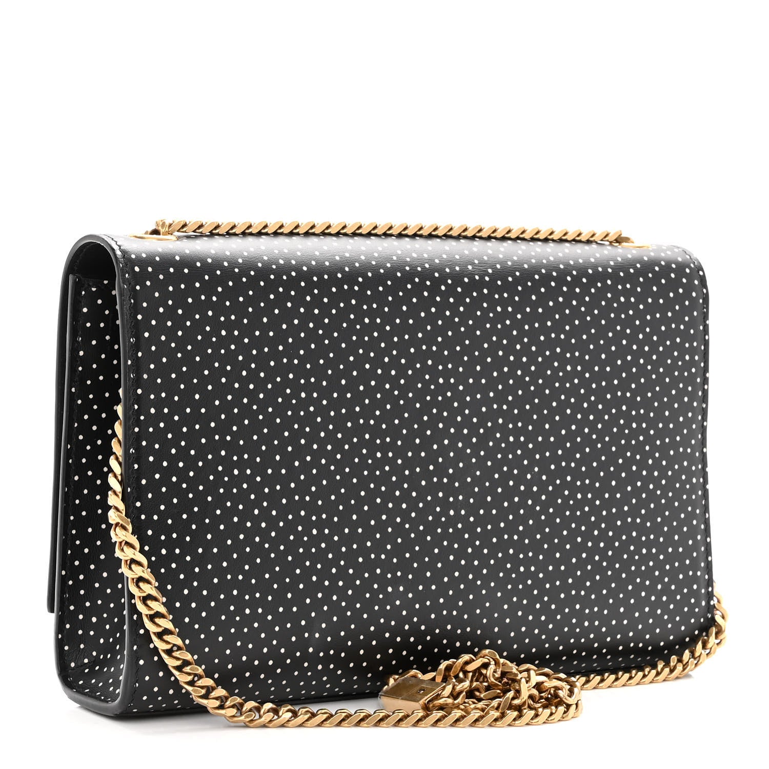 Saint Laurent Calfskin Polka Dot Print Medium Monogram Kate Satchel Black 3 of 10