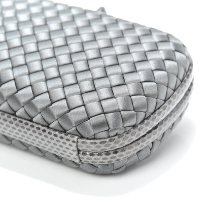 Bottega Veneta Satin Ayers Intrecciato Chain Knot Clutch Grey 9 of 9