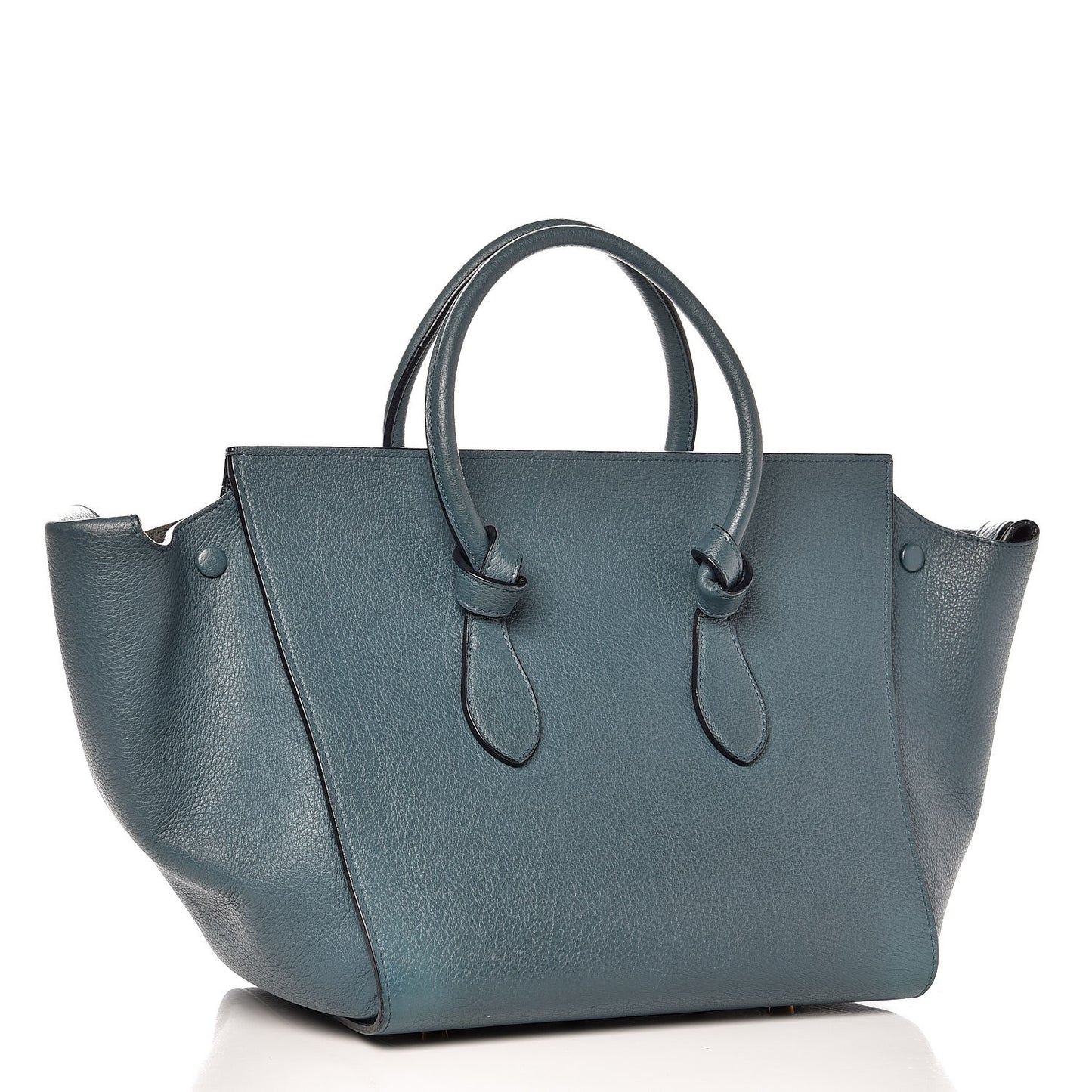 Grained Calfskin Small Tie Knot Tote Denim