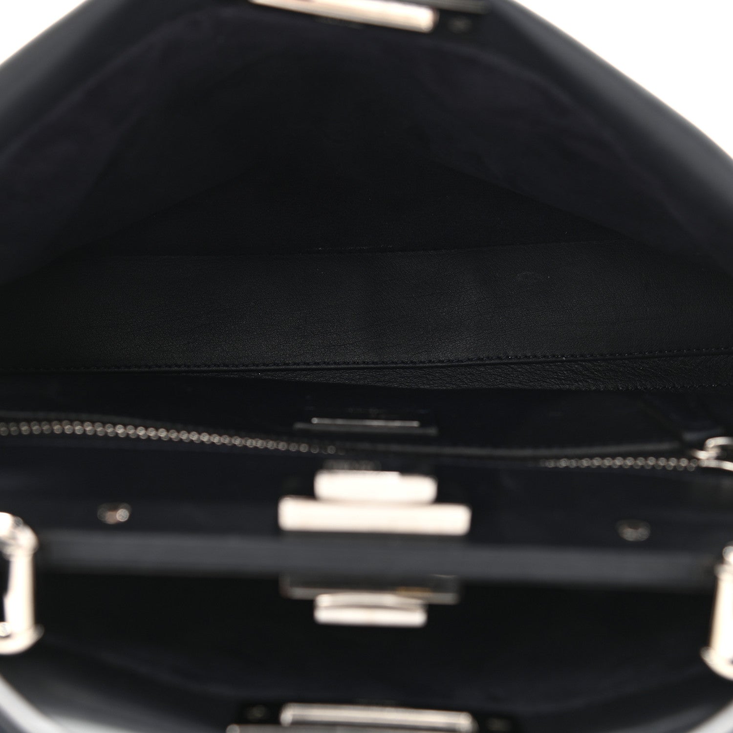 Fendi Vitello Seta Waves Bi-Color Medium Peekaboo Iconic Satchel Blue Notte Mostarda 11 of 20