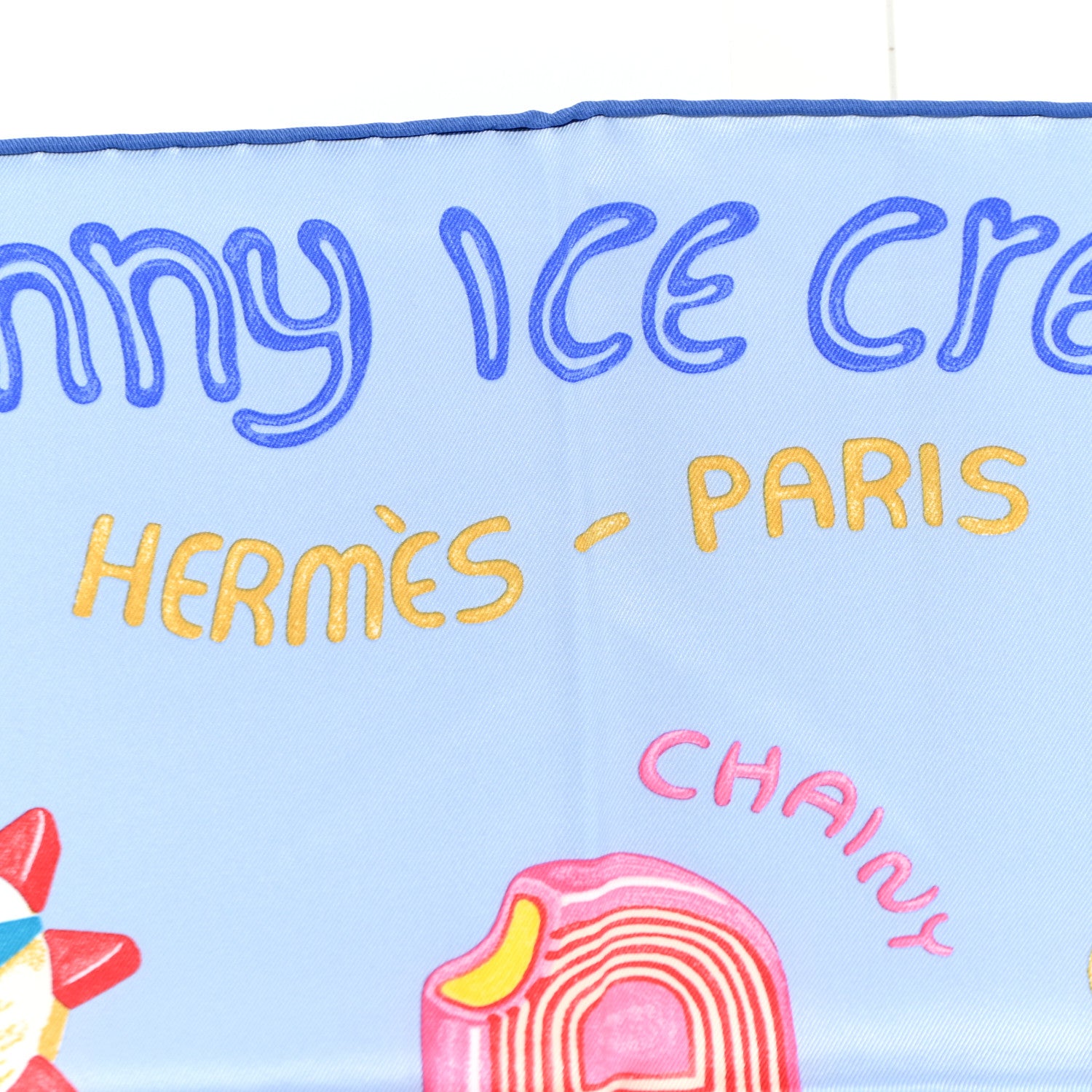 Hermes Silk Funny Ice Cream Scarf 70 Bleu Ciel Rose Bonbon Jaune 2 of 5