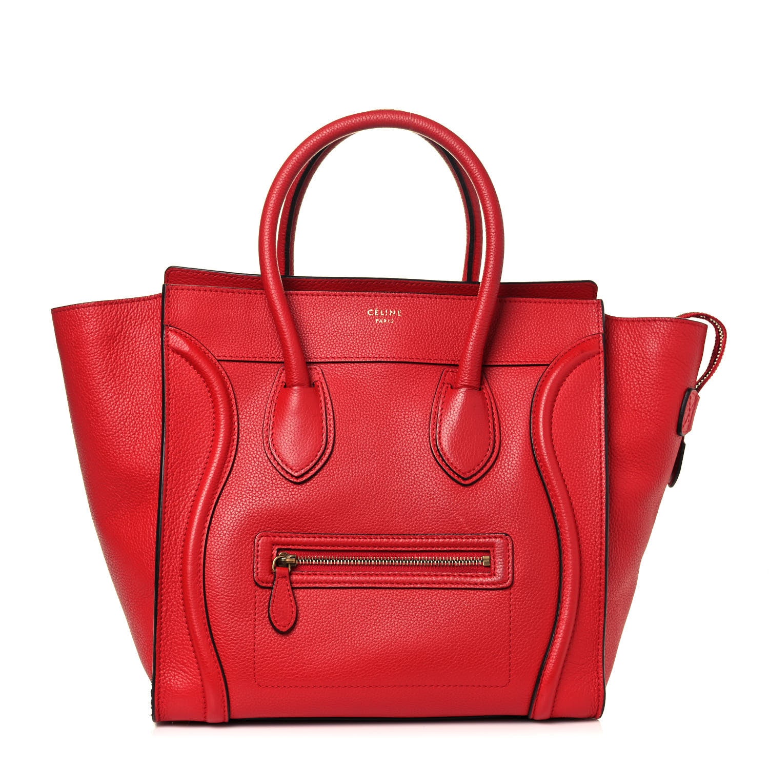 Celine Drummed Calfskin Mini Luggage Coquelicot 1 of 13